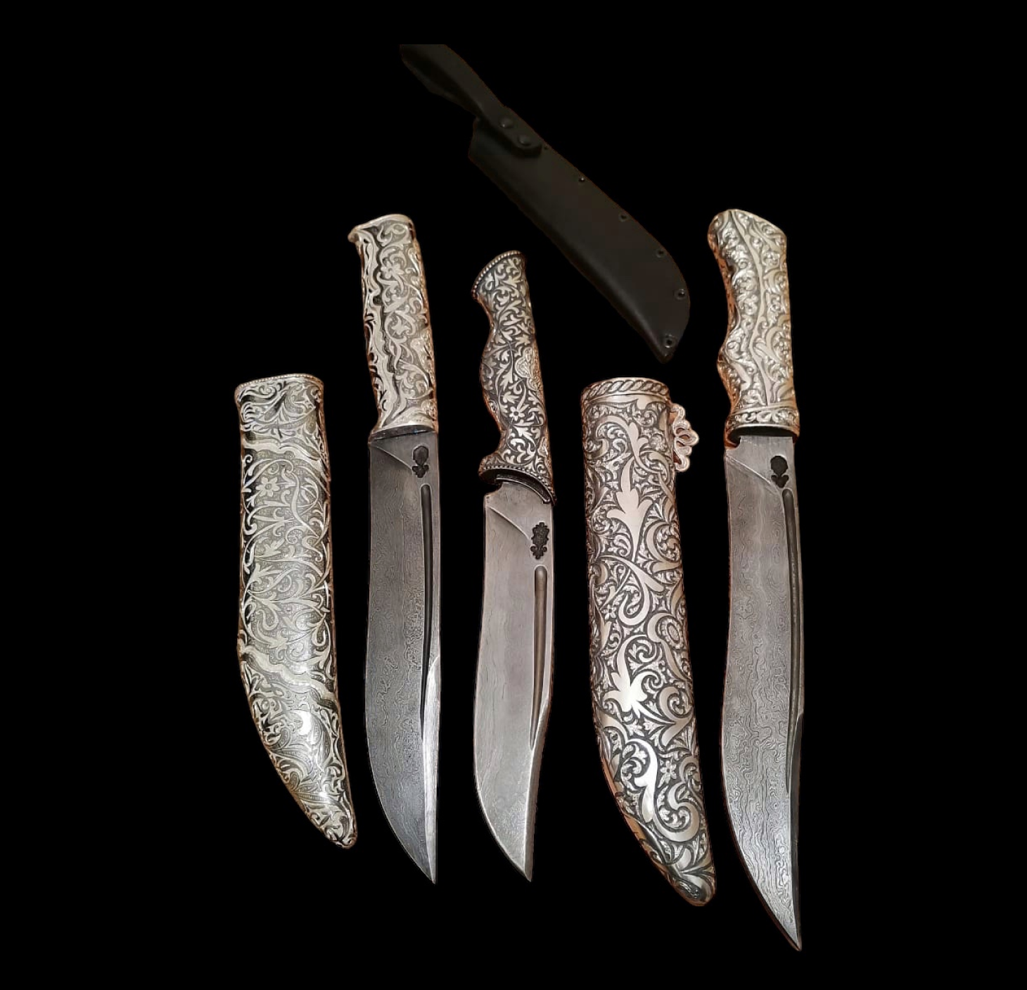 Нож ручной работы из серебра 875 пробы